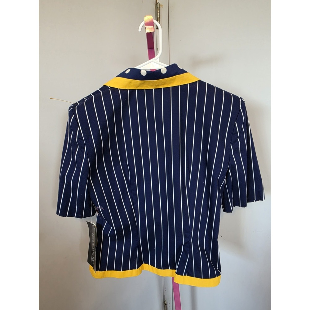 Leslie Luck Blue Striped & Polka Dot Two-Piece Set | Size 10 | Vintage 80s Chic - Picture 6 of 9
